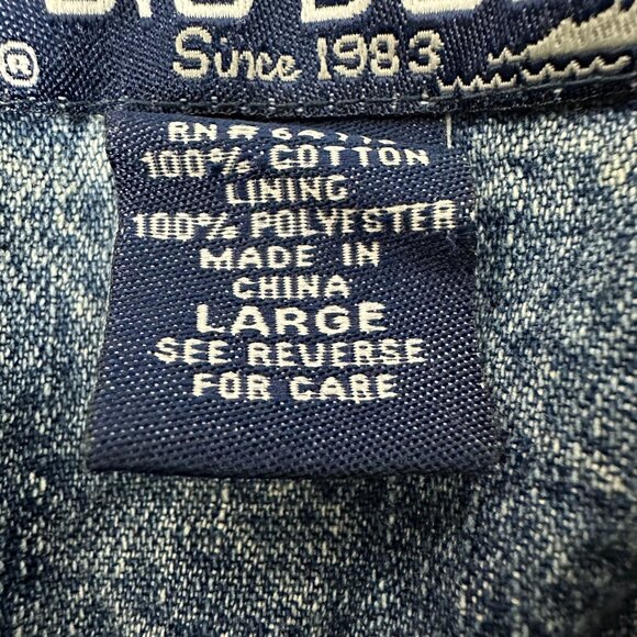 Big Dogs Womens Denim Fur Collar Jacket Large Button Up Vintage Blue - Picture 3 of 13